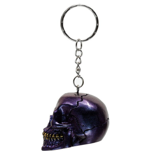 Novelty Keyring - Skulls and Roses Metallic Skull - Image 5