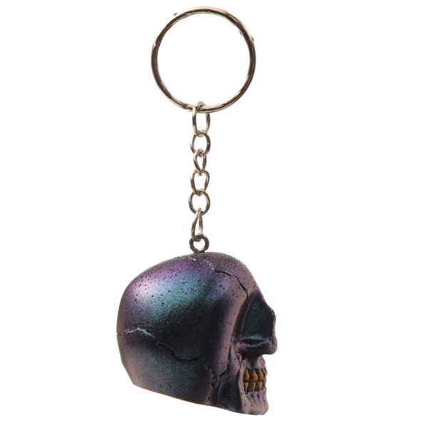 Novelty Keyring - Skulls and Roses Metallic Skull - Image 8