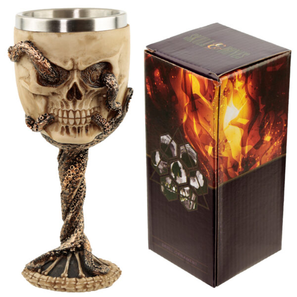 Collectable Decorative Bronze Octopus Skull Goblet - Image 6