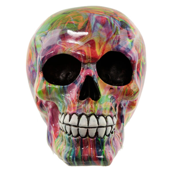 Fantasy Rainbow Marble Skull Ornament - Image 2