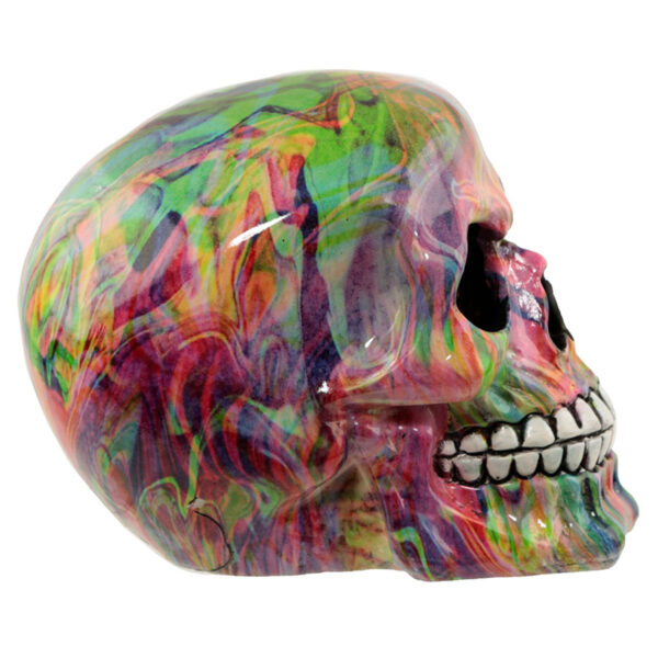 Fantasy Rainbow Marble Skull Ornament - Image 3