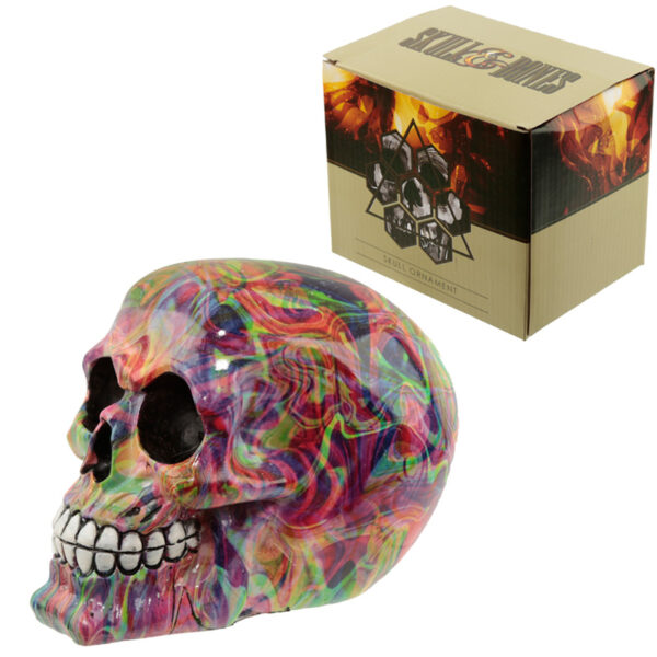 Fantasy Rainbow Marble Skull Ornament - Image 6