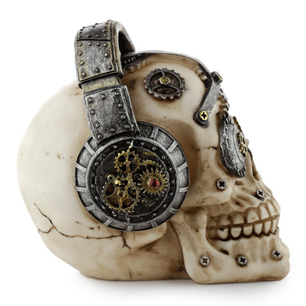 Fantasy Steampunk Skull Ornament - Headphones - Image 3