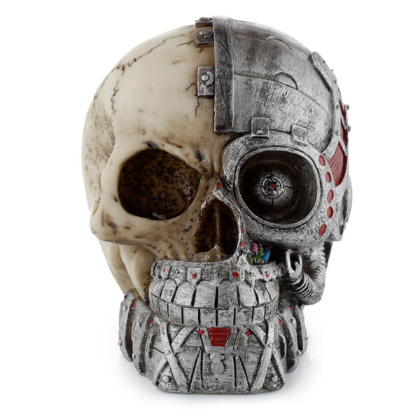 Fantasy Steampunk Skull Ornament - Half Robot Head - Image 2