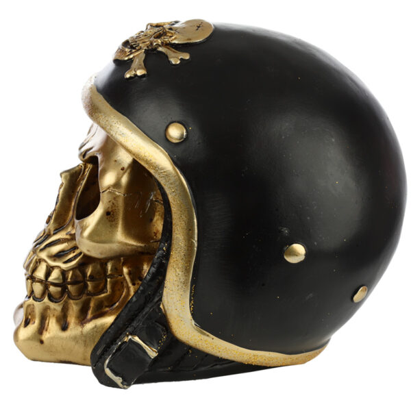 Fantasy Biker Helmet Gold Punk Skull Ornament - Image 5