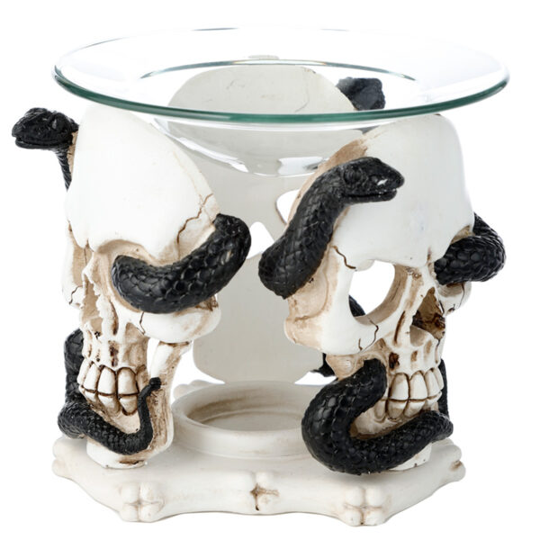 Skull and Serpent Resin Oil & Wax Burner with Glass Dish - Image 4