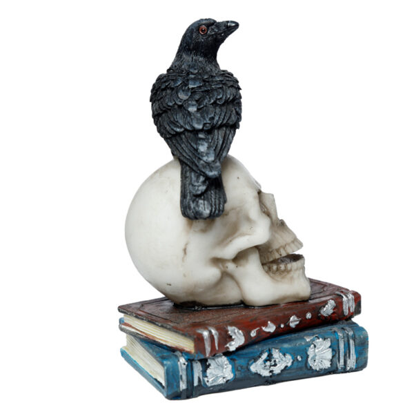 Crow Standing on Skull and Books Ornament - Image 3