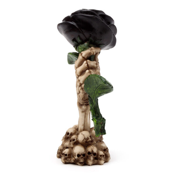 Gothic Skull Decoration - Skeleton Hand Holding Black Rose - Image 7