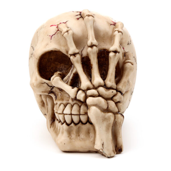 Gothic Skull Decoration - Skull Head with Skeleton Claw Hand - Image 2