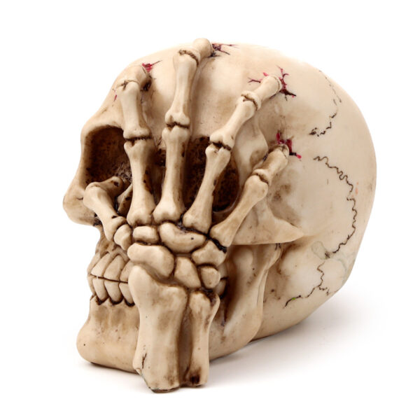 Gothic Skull Decoration - Skull Head with Skeleton Claw Hand - Image 3