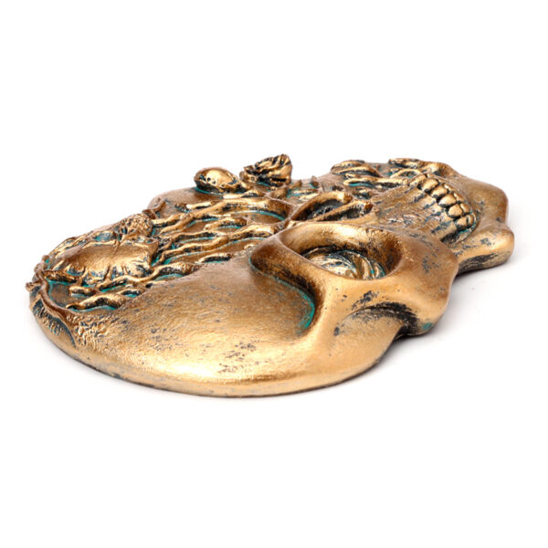 Ashcatcher Incense Burner - Skull Shaped with Roses - Image 7