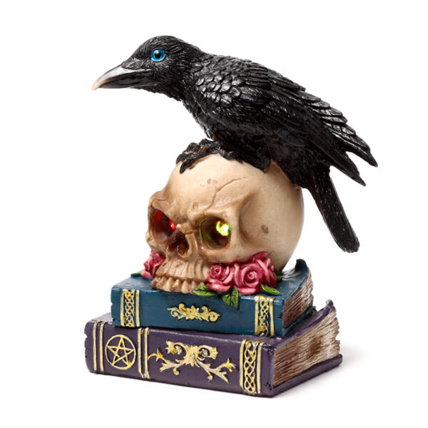 Decorative LED Ornament -  Crow on Skull & Books - Image 3