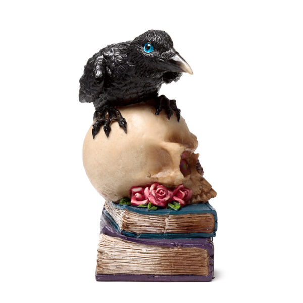 Decorative LED Ornament -  Crow on Skull & Books - Image 7