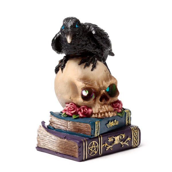 Decorative LED Ornament -  Crow on Skull & Books - Image 8