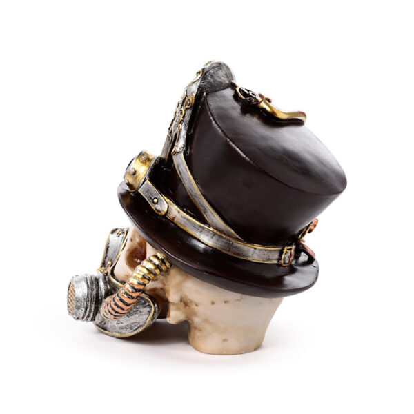 Decorative Ornament - Steampunk Style Skull with Gas Mask & Top Hat - Image 4