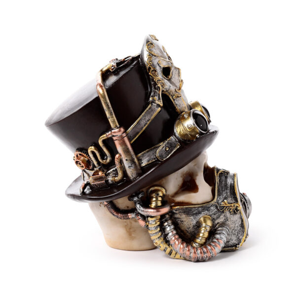 Decorative Ornament - Steampunk Style Skull with Gas Mask & Top Hat - Image 7