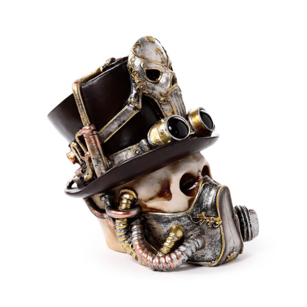 Decorative Ornament - Steampunk Style Skull with Gas Mask & Top Hat - Image 8