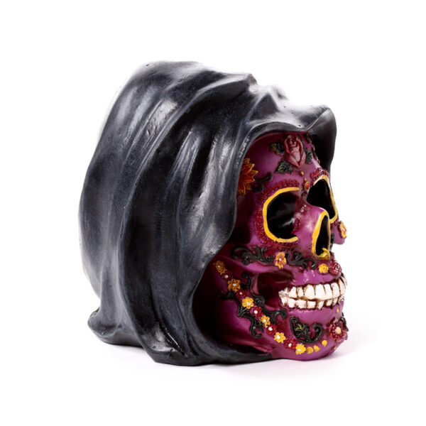 Decorative Ornament - Day of the Dead Purple Skull with Hood - Image 8