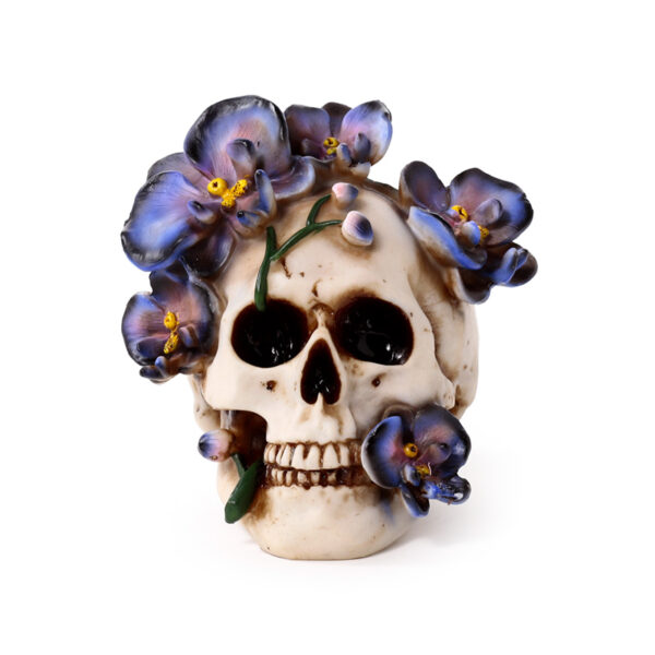 Decorative Ornament - Skull with Purple Vine Flowers - Image 2