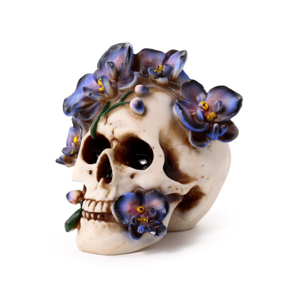 Decorative Ornament - Skull with Purple Vine Flowers - Image 3