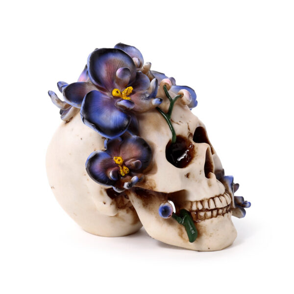 Decorative Ornament - Skull with Purple Vine Flowers - Image 8