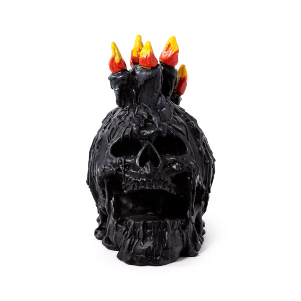 Decorative Ornament - Black Screaming Skull with Candles & Melted Wax - Image 2