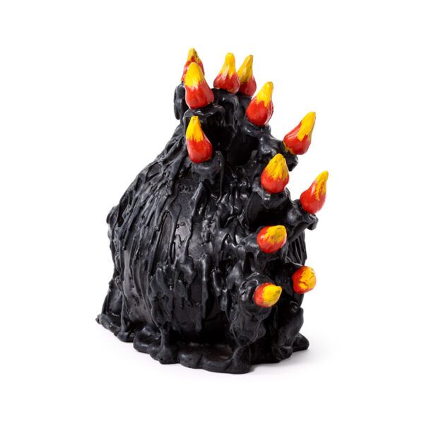 Decorative Ornament - Black Screaming Skull with Candles & Melted Wax - Image 5