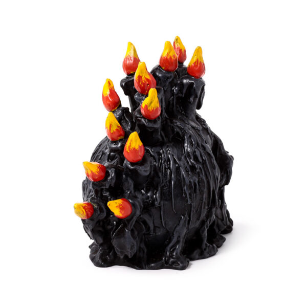 Decorative Ornament - Black Screaming Skull with Candles & Melted Wax - Image 6