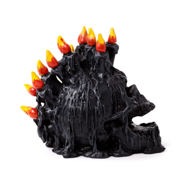 Decorative Ornament - Black Screaming Skull with Candles & Melted Wax - Image 7