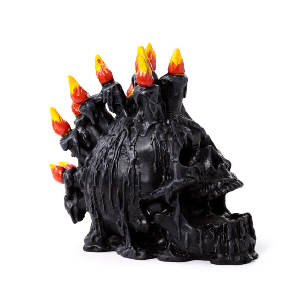 Decorative Ornament - Black Screaming Skull with Candles & Melted Wax - Image 8