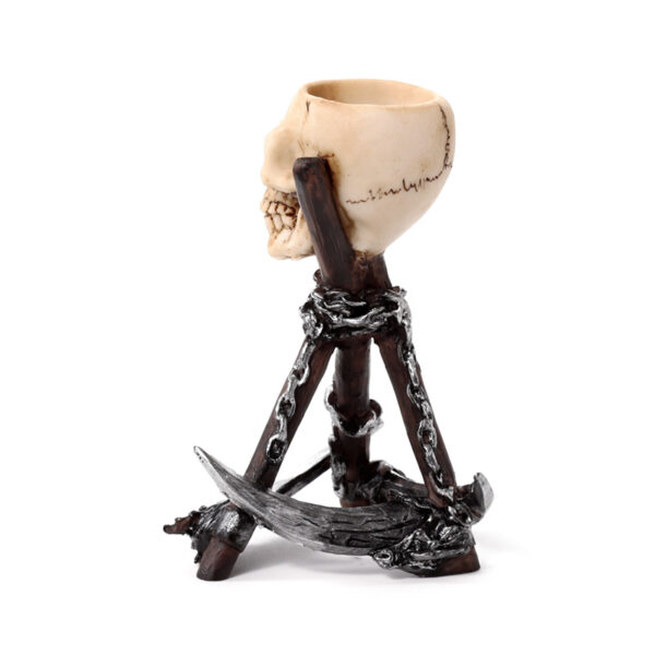 Resin Tea Light Holder - Skull Head with Scythe Tripod - Image 4