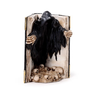 Resin Tea Light Holder - The Reaper of Death Book of Skulls