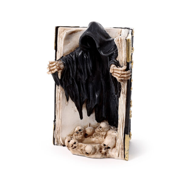 Resin Tea Light Holder - The Reaper of Death Book of Skulls - Image 3
