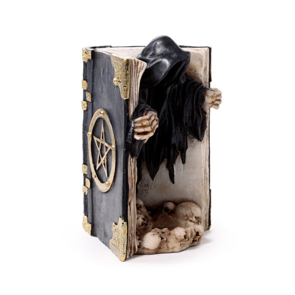Resin Tea Light Holder - The Reaper of Death Book of Skulls - Image 8