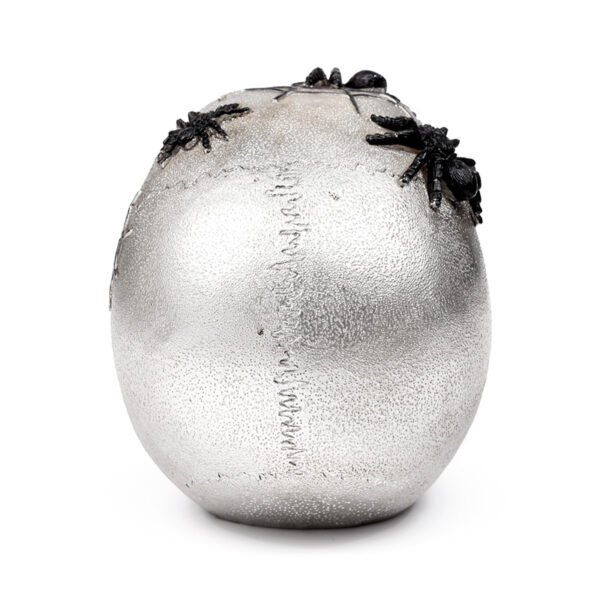 Decorative Ornament - Silver Skull with Black Spiders & Webs - Image 5