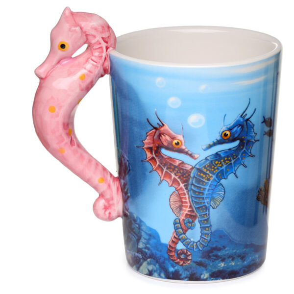 Shaped Handle Ceramic Mug - Lisa Parker Seahorse - Image 3