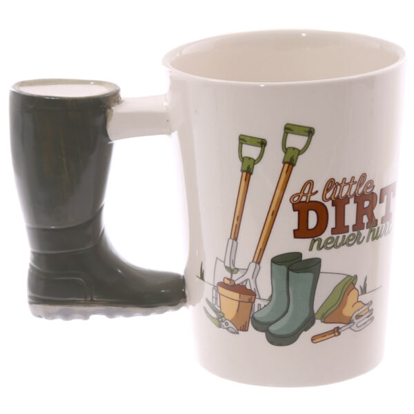 Shaped Handle Ceramic Mug - Garden Wellington - Image 4