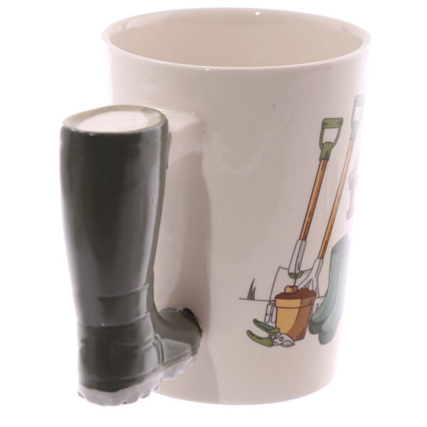 Shaped Handle Ceramic Mug - Garden Wellington - Image 5