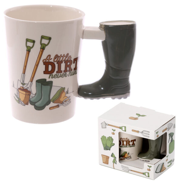 Shaped Handle Ceramic Mug - Garden Wellington - Image 7