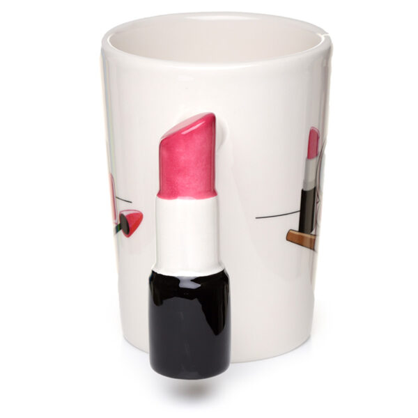 Shaped Handle Ceramic Mug - Lipstick - Image 2