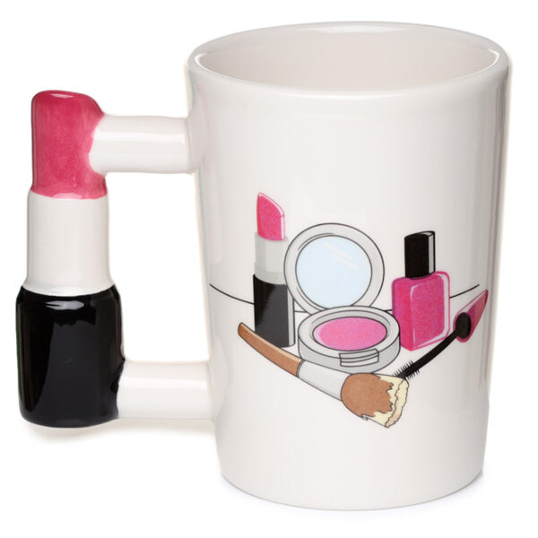 Shaped Handle Ceramic Mug - Lipstick - Image 3