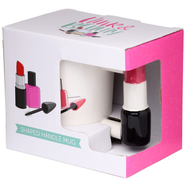 Shaped Handle Ceramic Mug - Lipstick - Image 5