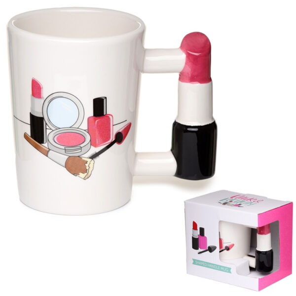 Shaped Handle Ceramic Mug - Lipstick - Image 7