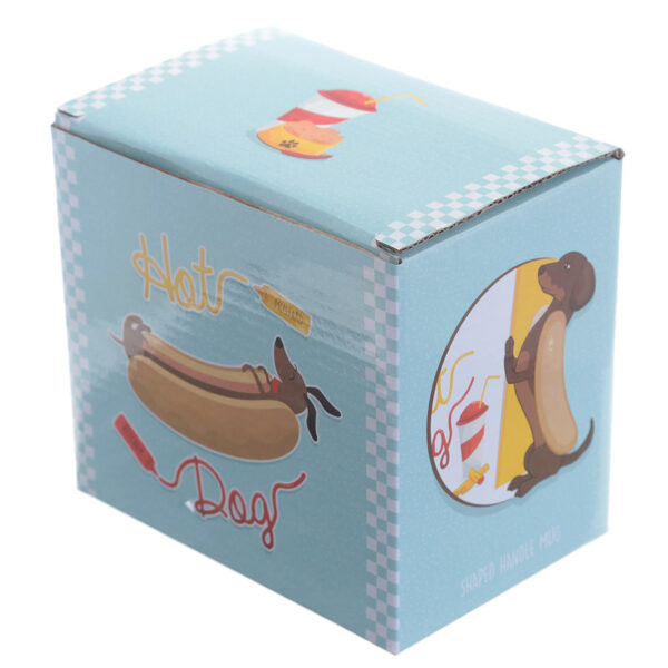 Shaped Handle Ceramic Mug - Sausage Dog in Bun HOT DOG Fast Food - Image 7