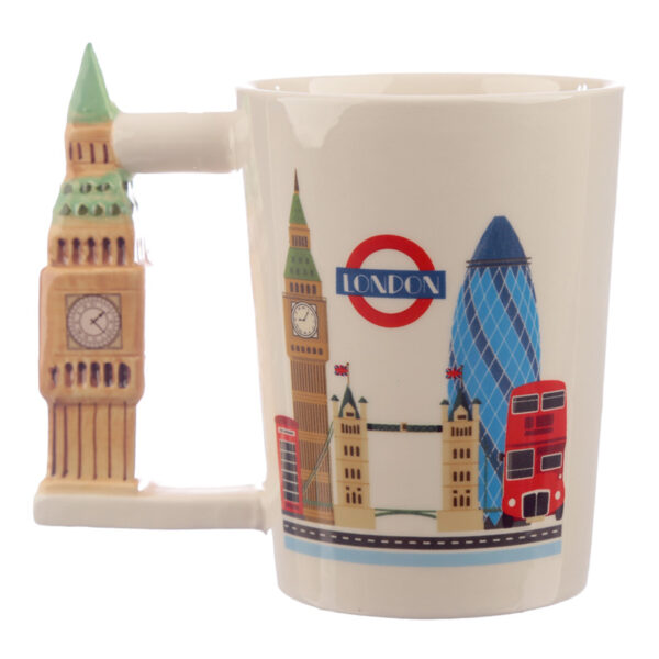 Shaped Handle Ceramic Mug - London Souvenir Big Ben - Image 3