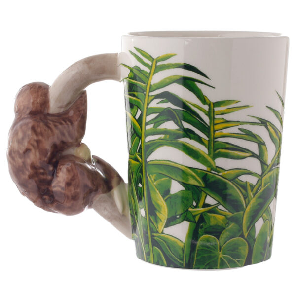 Shaped Handle Ceramic Mug - Jungle Explorer Sloth - Image 3