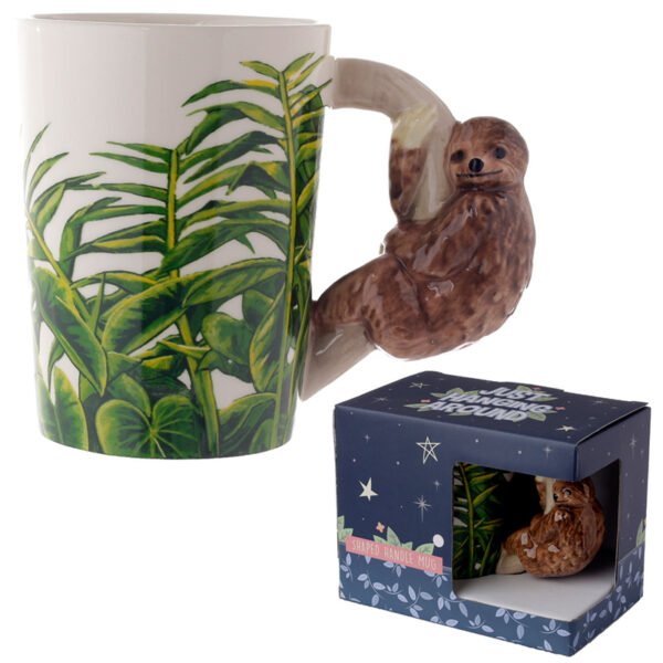 Shaped Handle Ceramic Mug - Jungle Explorer Sloth - Image 6