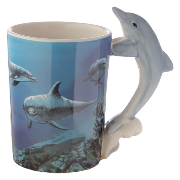 Shaped Handle Ceramic Mug - Dolphin Underwater Decal - Image 2