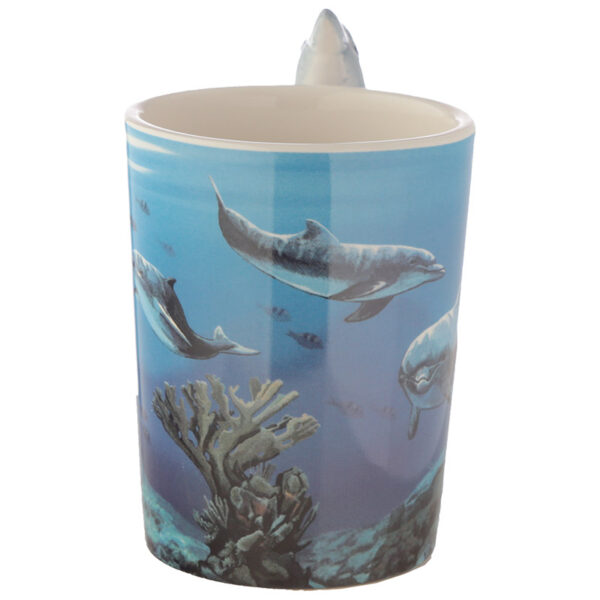Shaped Handle Ceramic Mug - Dolphin Underwater Decal - Image 3