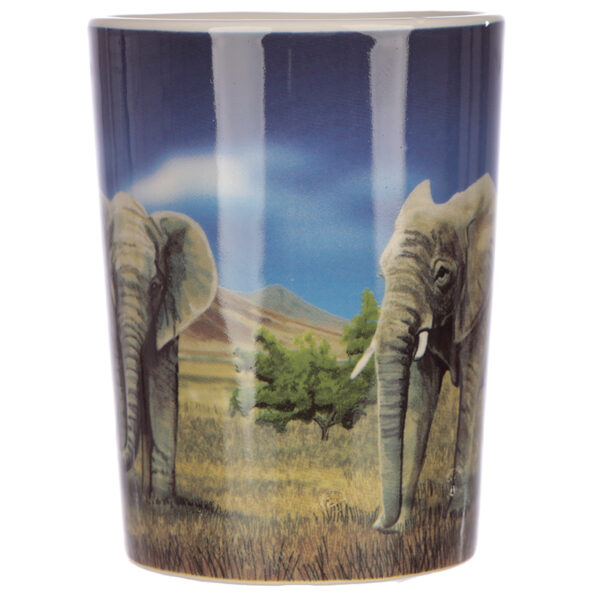 Shaped Handle Ceramic Mug - Elephant Savannah Decal - Image 4